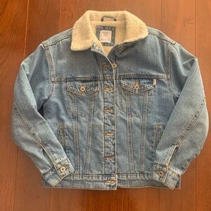 BERSHKA Faux Sherling Lined Denim Jacket